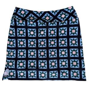Golftini Womens Geometric Tennis Skort Small Blue Pink Pull On Pickleball Golf